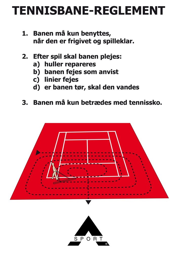 Skilt med tennisreglement