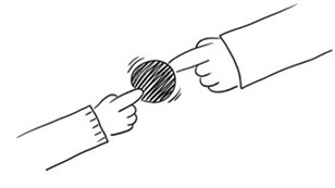 En pegefinger på bolden