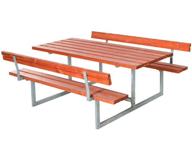 Basic Bord/Bænkesæt m/ryglæn - teak