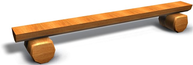 Lav bænk, halvskåret Robinia