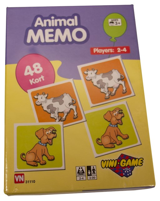 Memo huskespil 2*24 kort med dyre motiver