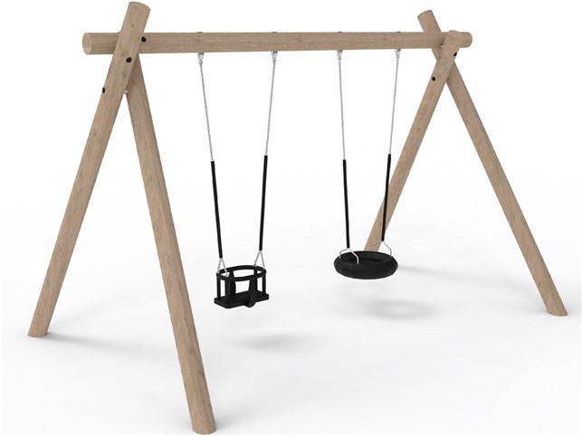 Robinia gynge A med dæksæde og babysæde