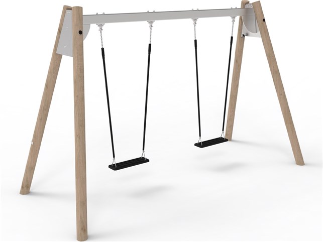 Robinia/stål gynge med 2 sæder