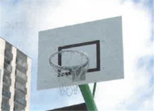 Basketball plade I alu., galv. kurv inkl. net