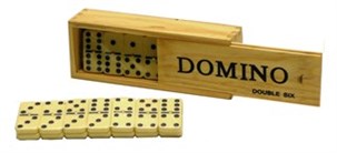 Domino i træ æske
