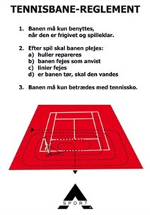 Skilt med tennisreglement