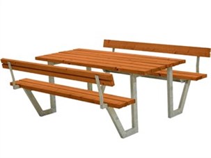 Wega Bord/Bænkesæt m/ryglæn - grundmalet teak