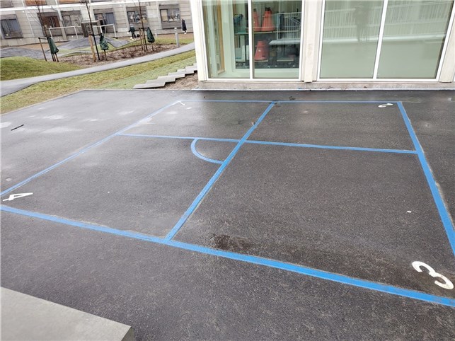 Ostespil 4x4 meter med cirkel og tal GUL