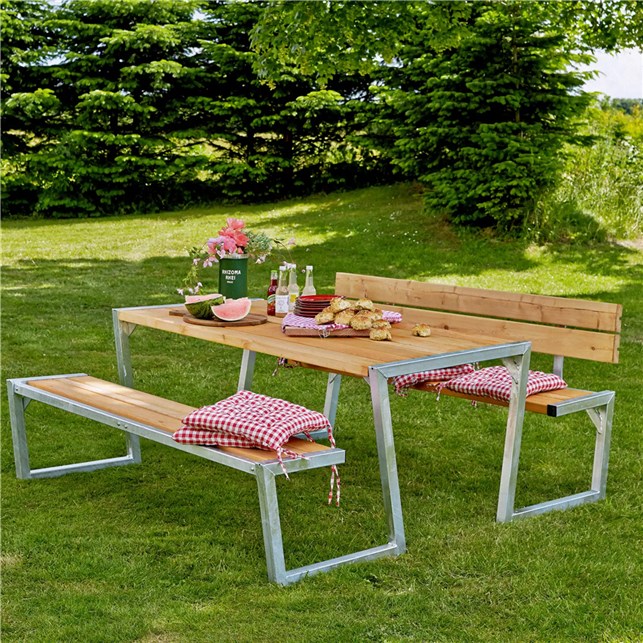 Zigma Bord/Bænkesæt m/2 ryglæn - Thermowood