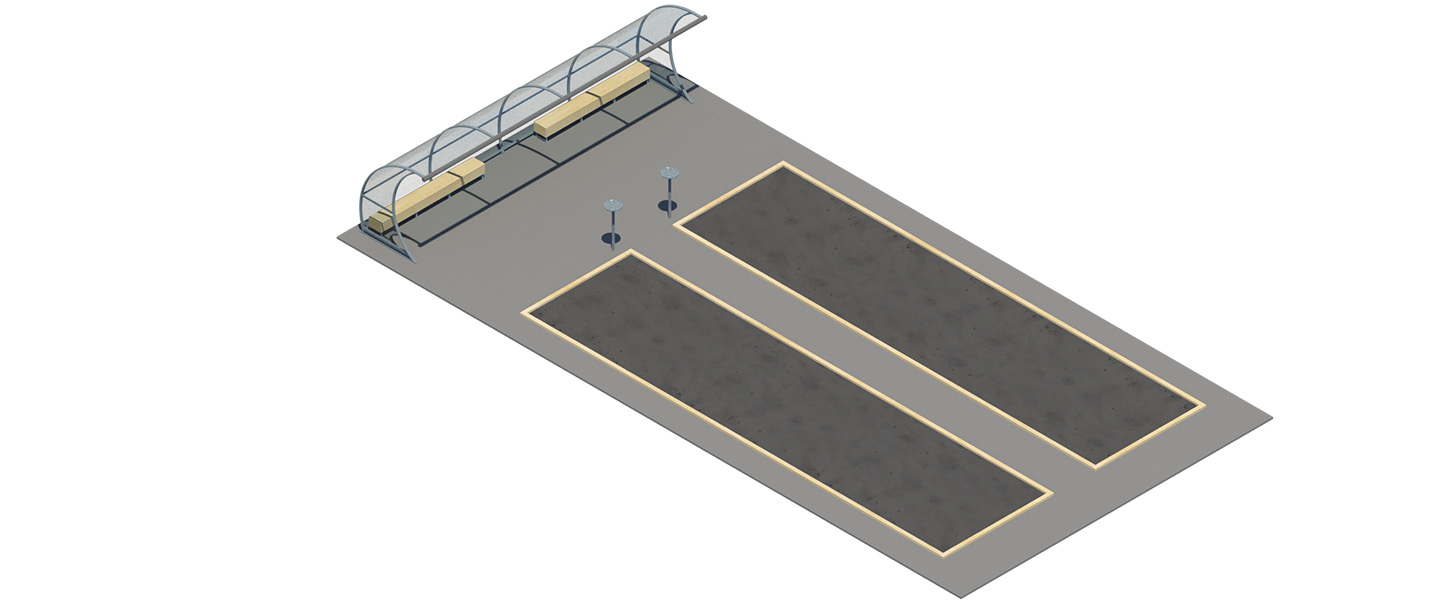 En optegnet A-Sport petanque bane