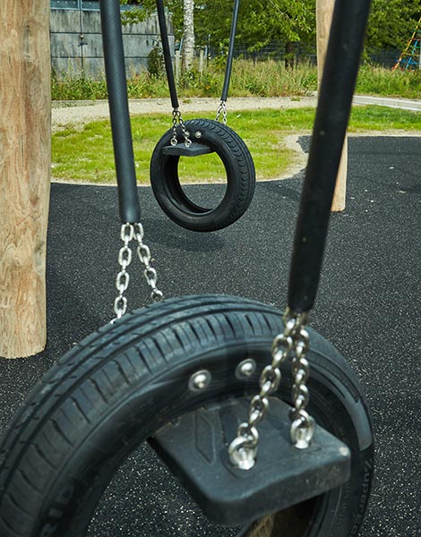 Detaljefoto af gynge med dæksæde