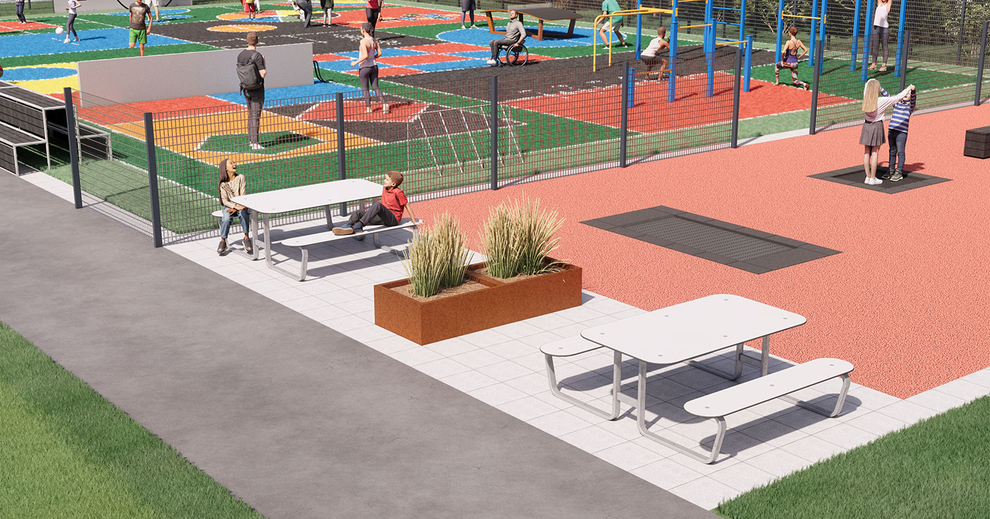 Bord-bænkesæt i flot idrætsmiljø