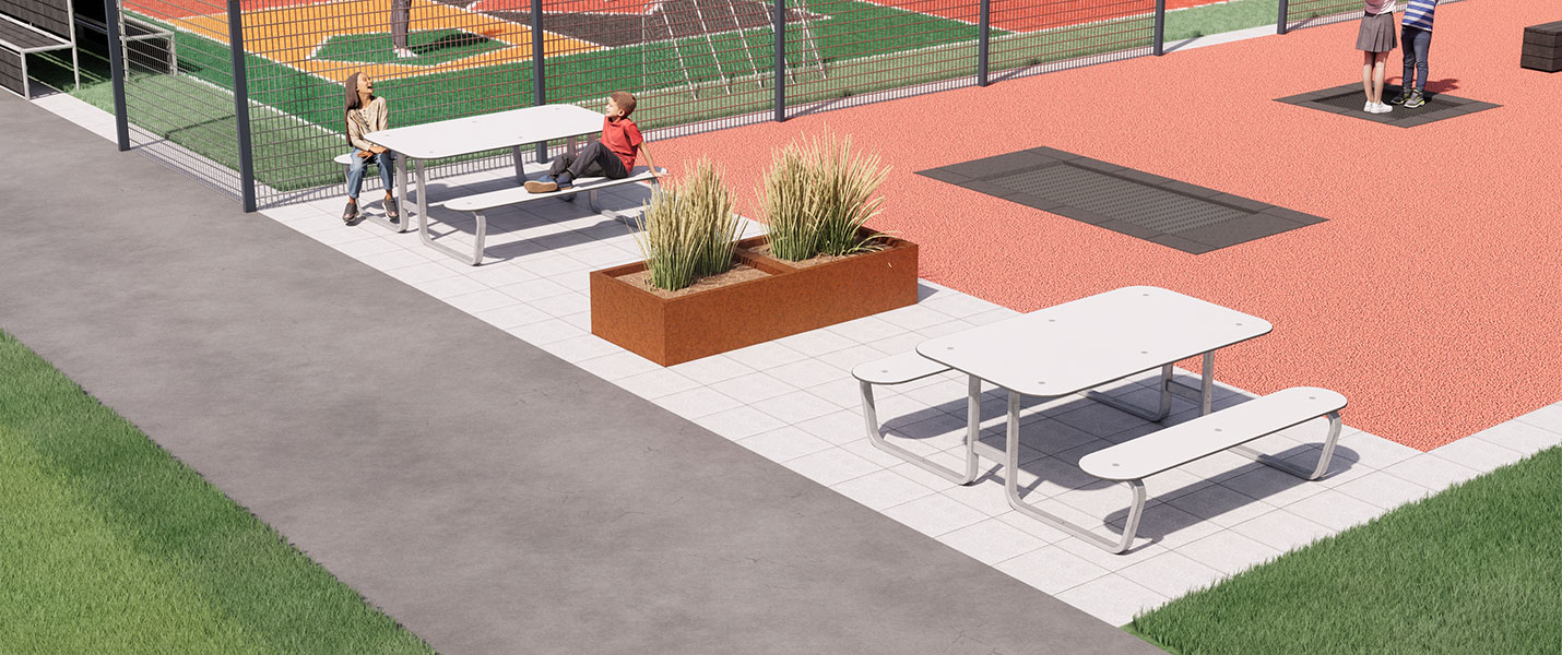 Dejligt udemiljø med bord-bænkesæt