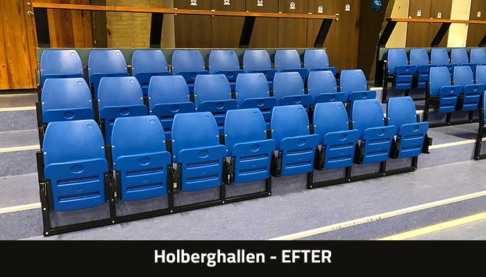 Nyere tribunestole i idrætshal